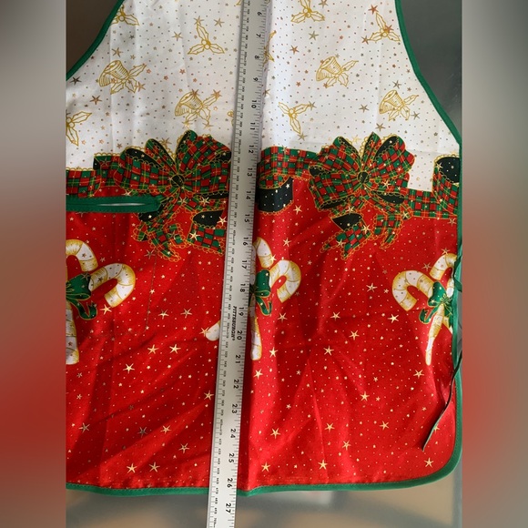 Christmas apron holiday apron bows and candy canes handmade - Picture 6 of 8